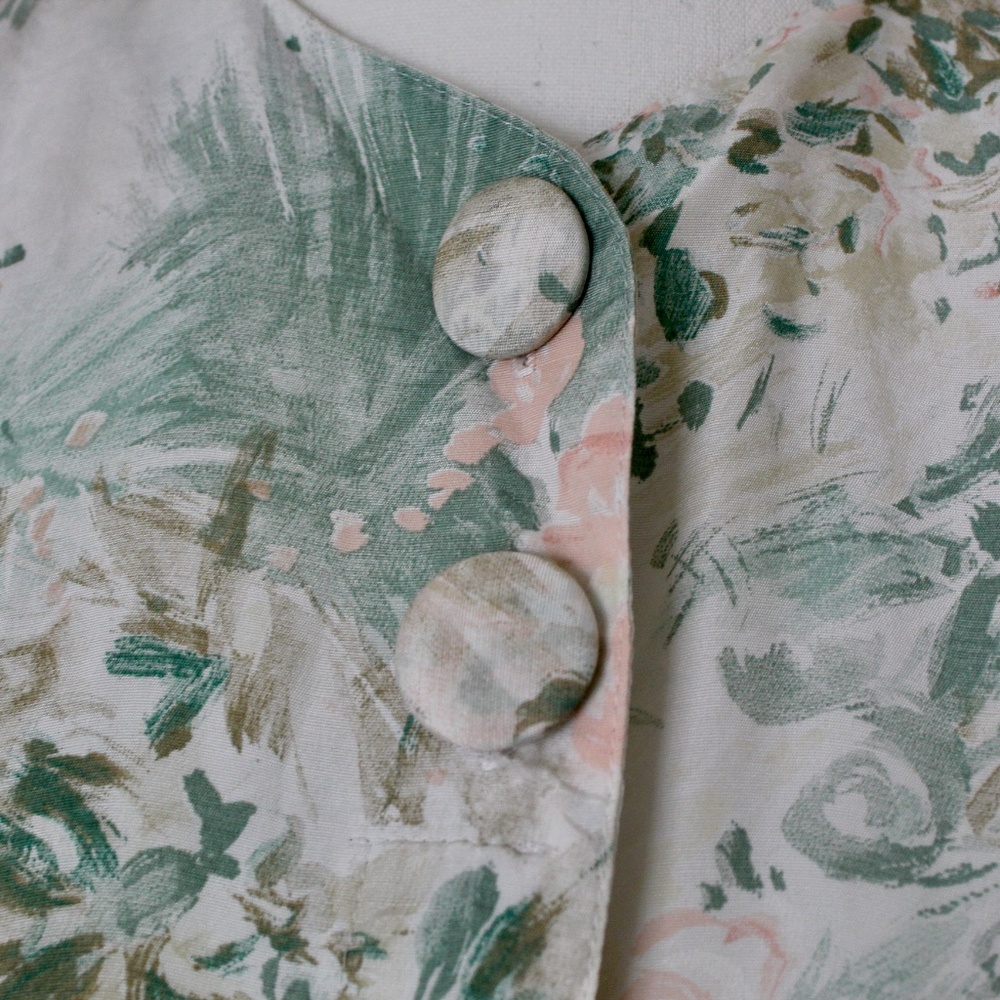 Vintage Pastel Brushstroke Floral Print Midi Dress - Picture 3 of 9